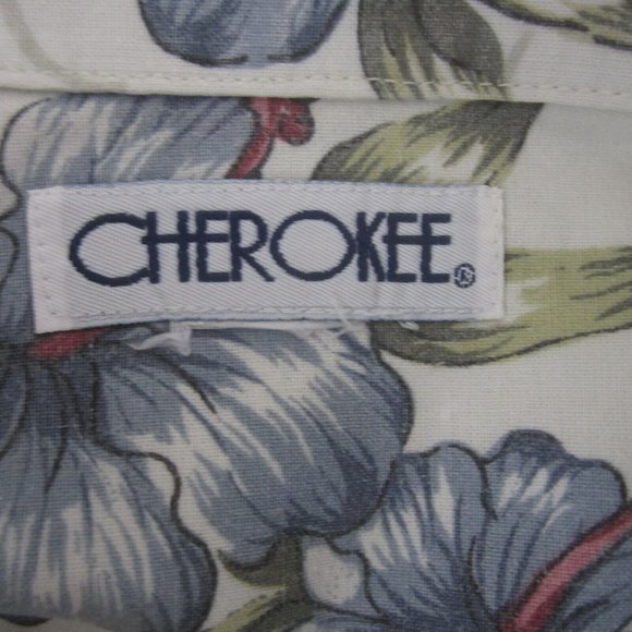 Cherokee Men Hawaiian camp shirt p2p 25 L vintage tropical hibiscus floral - Picture 8 of 8